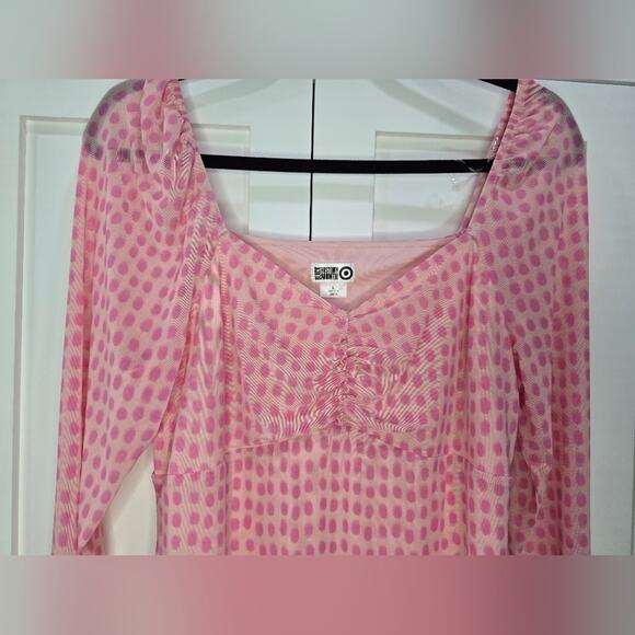 Pink Polka Dot Mesh Midi Dress – Size L (House of Aama x Target) - Picture 4 of 10
